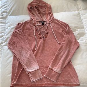 long sleeve hood with crossing at chest